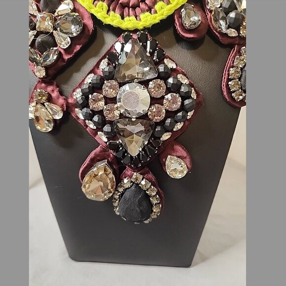 J. Crew Collection Fall 2013 Fabric Rope Rhinestone Gem Statement Necklace - Picture 6 of 10